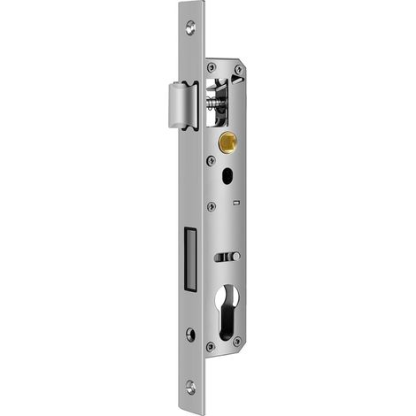 Serrure à cadre tubulaire en acier inoxydable, 92 x 20 mm, serrure à encastrer pour porte de jardin et porte en métal, distance au canon 20 mm, distance 92 mm, DIN gauche/droite, avec languette en U (1/5)