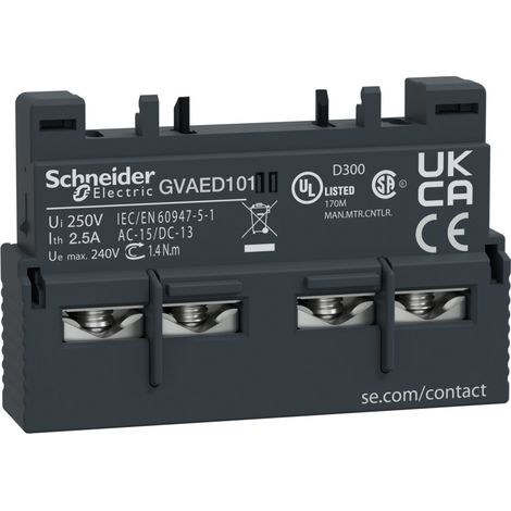 Bloc additif frontal 1 NC 1 NO Schneider TeSys GV2 GV3 GVAED101 (1/2)