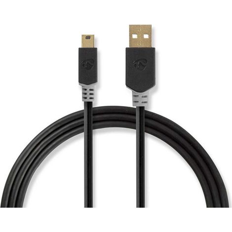 Cable usb usb 20 usb a macho usb mini b de 5 pines macho 480mbps chapado en oro 200 metros redondo pvc antracita caja con ventana