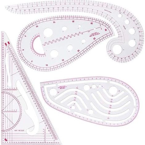 Couture Règle 4 Pièces Règle Métrique Règle de Courbe pour la Couture Modèle de Dessin Outil Sur Mesure pour Vêtements de Bricolage (1/5)