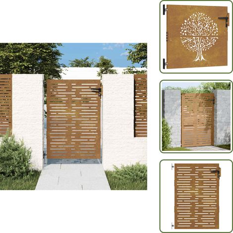 Puerta de patio - vidaXL Puerta de jardín acero corten diseño cuadrado 85x150 cm - Puerta de jardín oxidada
