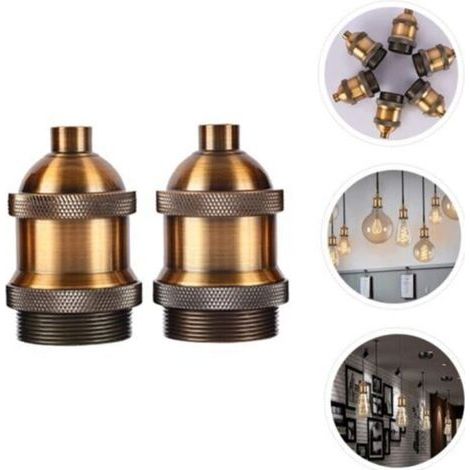 Douille E27 Vintage 2pcs En Bronze Antique Adaptateur De Douille De Lampe D'éclairage Industriel Pour Ampoules Edison Support De Lampe Décoratif Pour Restaurants Et Intérieurs (1/4)