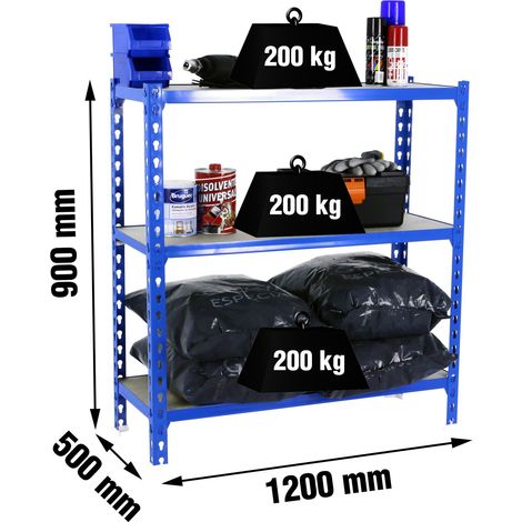 Simonrack Metallregal Blau 3 Regale 600 kg (1/3)