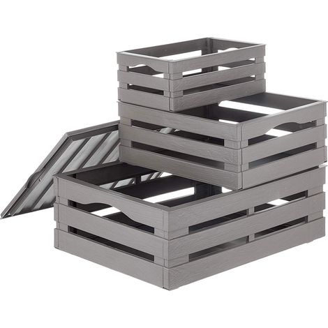 Set de 3 boîtes - Tina Tris - L 41 cm x l 31 cm x H 15 cm - Taupe - Livraison gratuite (1/2)