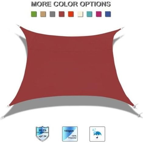 Voile d\'ombrage carré Laxllent 3x3m anti-UV et imperméable pour jardin et terrasse - Terre Cuite (1/4)