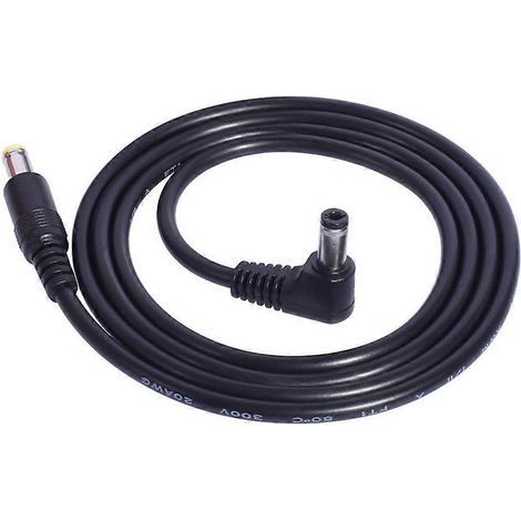 100 cm langes Netzkabel, 20 AWG-Draht, 5,5 x 2,5 mm auf 5,5 x 2,1 mm Stecker (Stecker auf Stecker), schwarz (1/4)