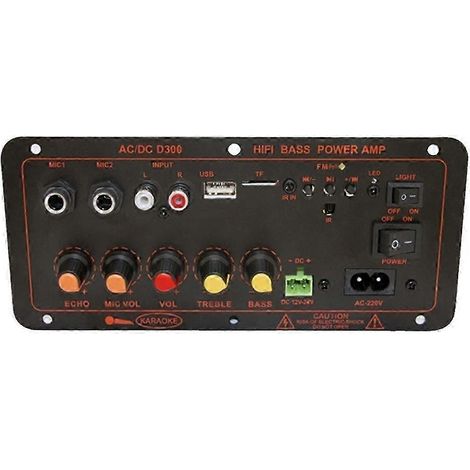 Module amplificateur audio Bluetooth 5.0 300 W D300 pour caisson de basses avec double microphone et prise européenne. WHBYV (1/4)
