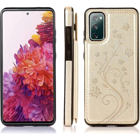 Étui pour Samsung Galaxy S20 FE 5G Fan avec protection d'écran en verre trempé, porte-cartes, portefeuille, support pour accessoires et rabat en cuir. (1/2)
