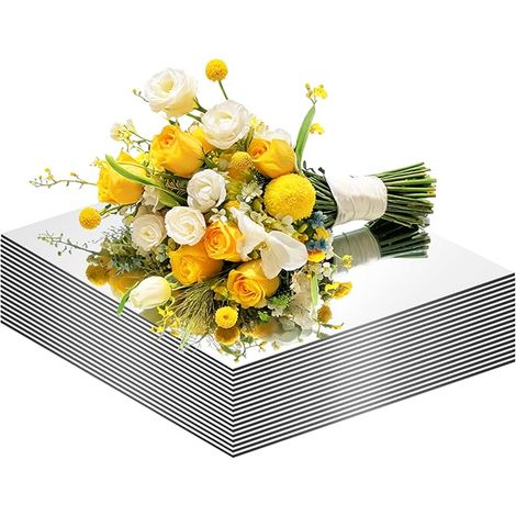 Lot de 10 miroirs carrés pour décorations de table, plateaux muraux en acrylique, bougeoirs, miroirs pour mariages, anniversaires, décorations de table, décorations, travaux manuels (25 x 25 (1/5)