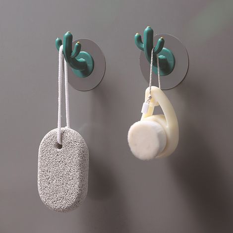 Dekorative Kaktushaken mit starker Klebefläche und Wandhalterung, 2er-Set elegante Designhaken für Schlüssel und Dekoration (1/5)