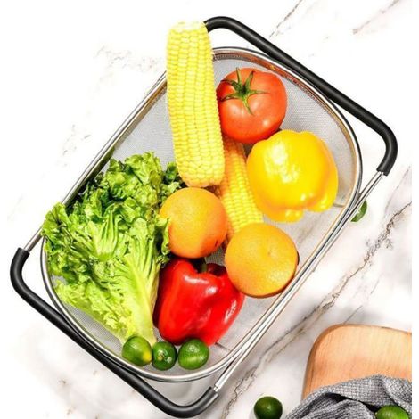 Passoire - Inox - Pliable - Pour Laver Légumes Et Fruits - 1 Pièce (1/5)