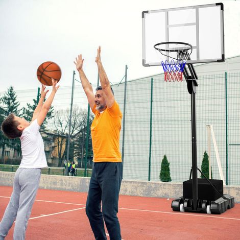 Panier de basket sur pied réglable 1,50-3,05 m avec panneau incassable et base lestable pour intérieur et extérieur (1/5)