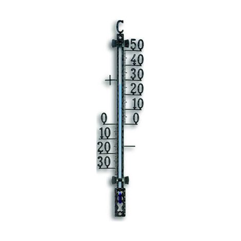 Termómetro analógico de exteriores para pared 16,5x3,5x1,4cm fabricado en metal color negro