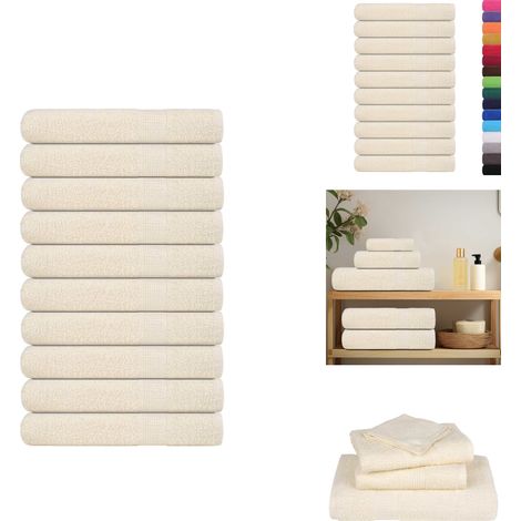 Serviettes 10 pcs crème 100x200 cm 360 g/m² 100% coton - Serviette - Serviettes - Serviette De Plage - Serviette De Bain