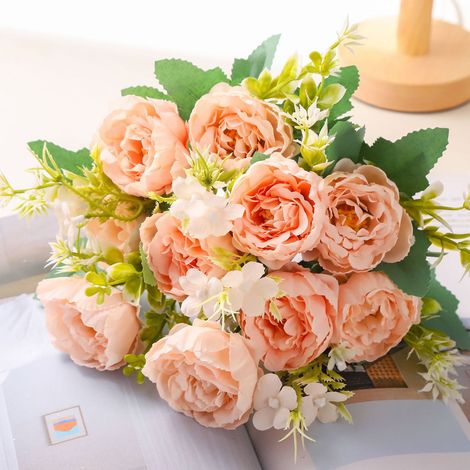 Bouquet De Pivoine Artificielle - 5 Tiges - Faux Soie - 33 Cm - Décoration Intérieure Et Événements - 1 Pièce (1/5)
