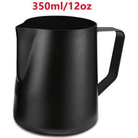 Milchaufschäumbecher - Barista - Edelstahl - 350 ml - Schwarz - Antihaftbeschichtung (Teflon) (1/4)