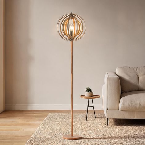 SunJet Lampadaire, lampe sur pied, bois naturel Ø38 cm - Réf. KK3MQG94N20K (1/5)