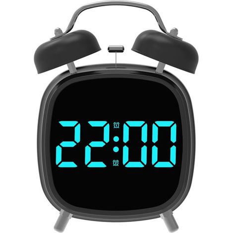 Orologio da scrivania con regolazione, luce, funzione dormiente, sveglia digitale, suono progressivo con doppia campana (1/3)