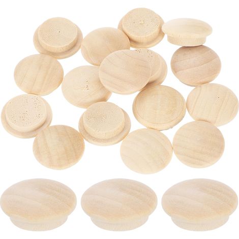 26pcs Bouchons de Fleurs en Bois, 15mm/0.59" Cache Vis en Bois Bouchons Bouteille Réutilisable pour Cacher Trous de Vis Nœuds Décoration Meubles Travail Artisanat (20x15mm) (1/5)