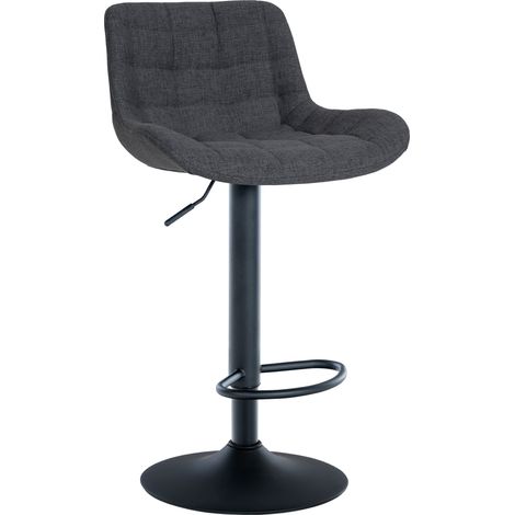 Taburete de bar x1 estructura de metal negro asiento de tela negra con costuras 100005450