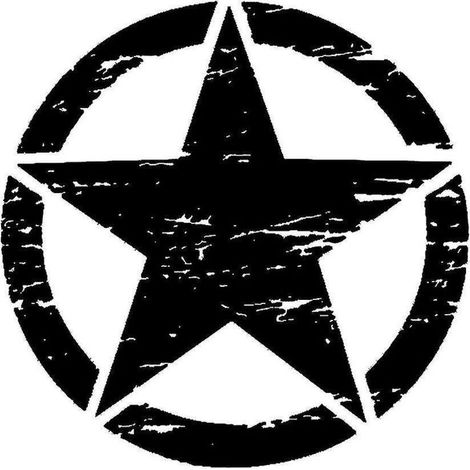 Riesiger 50 cm großer Autoaufkleber im Vintage-Militärstern-Design, passend für die meisten Fahrzeuge (z. B. Jeep, Jeep). Großer schwarzer Vinylaufkleber für Motorhaube und Karosserie. (1/5)
