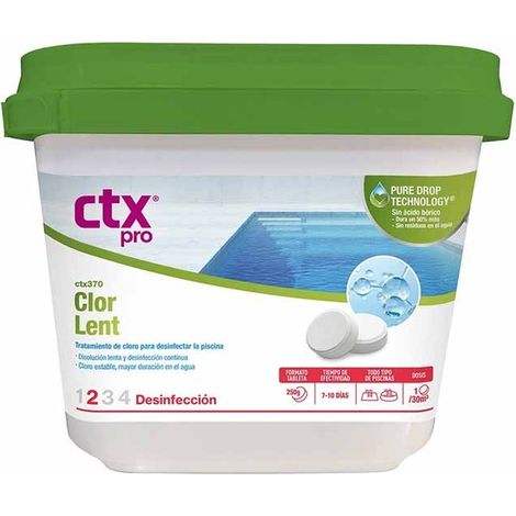Chlore lent trichloré 4 Kg sans acide borique en pastilles 250g CTX-370SB