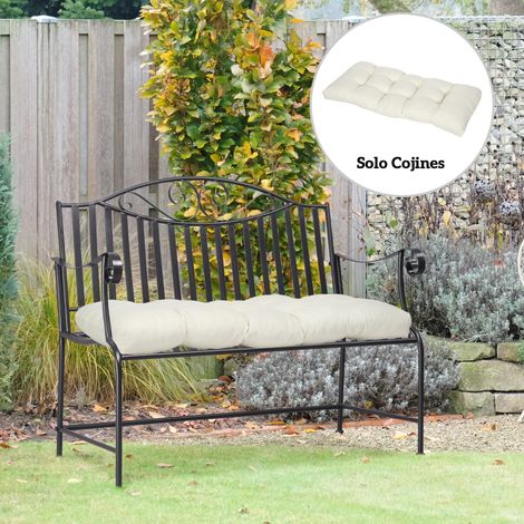 Coussin banc 2 places int/ext 8 points pour chaises/canapés crème 110x48x8 cm (1/4)
