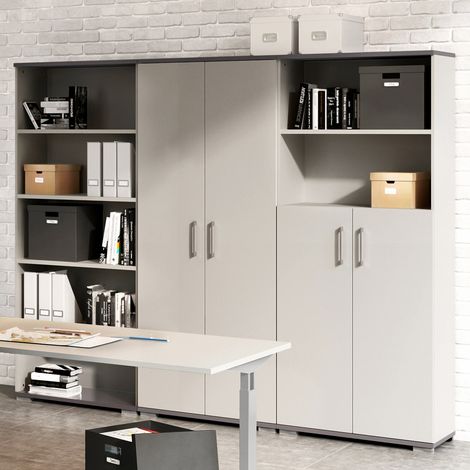 Büro Set Aktenschränke PRATO-01 in grau mit graphit, B/H/T: ca. 240/200/40 cm (1/5)