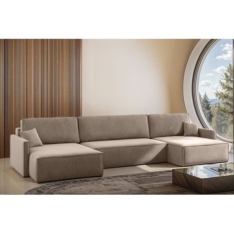 Wohnlandschaft mit Schlaffunktion Sofa LOUIS Stoff Salvador Blassbraun (1/4)