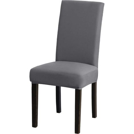 Stretchable dining chair cover, protective cover for dining chairs, European style, for weddings, banquets, parties, Christmas, birthdays (grey, 1 piece) (1/5)
