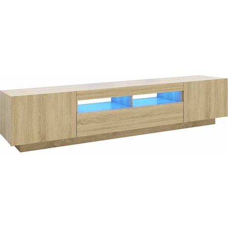 Armario TV con luces LED color roble Sonoma 200x35x40 cm vidaXL