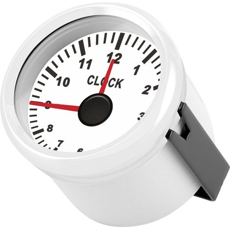 Compteur horaire universel 2in 0-12h rétroéclairage rouge 12V/24V pour auto bateau yacht moto cadran blanc cadre blanc (1/5)