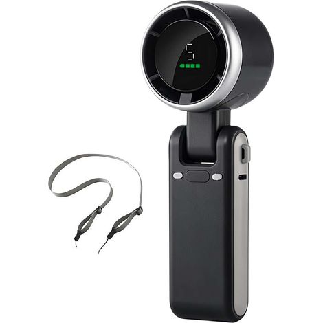 Foldable portable fan, black, with TYPE-C fast charging, 5 speeds, cord included, enjoy optimal cooling (1/5)