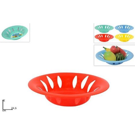 TrAdE Shop Traesio - Set 3pz Cestino Cesto Tondo Colorato Centrotavola Porta Frutta Cucina 24,5 X 6cm -