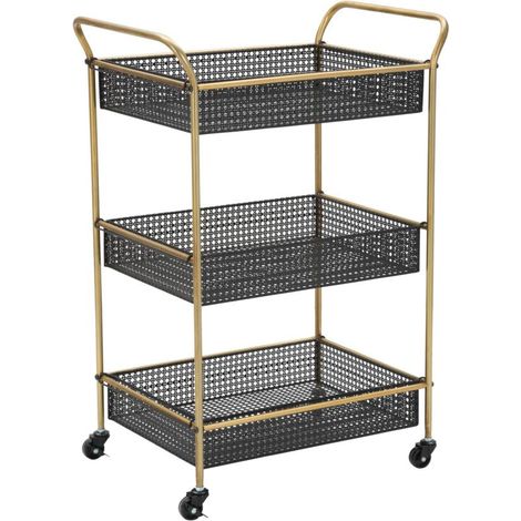 Carrello Fashion 56x37x81 cm in Ferro Nero e Oro (1/5)