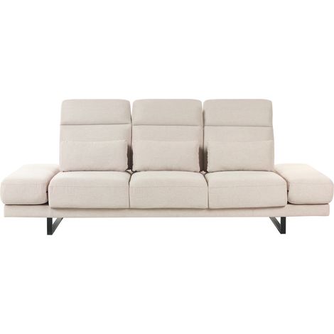 Sofá moderno 3 plazas tapizado de poliéster patas de acero reposabrazos y respaldo ajustable beige Ikast (1/5)