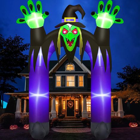 3m Inflatable Halloween Arch with Witch Outdoor Decoration Giant Inflatable Structure with Integrated LED Lights, Ideal for Outdoor, Garden, Yard, Lawn, Halloween Party, Roof (1/5)