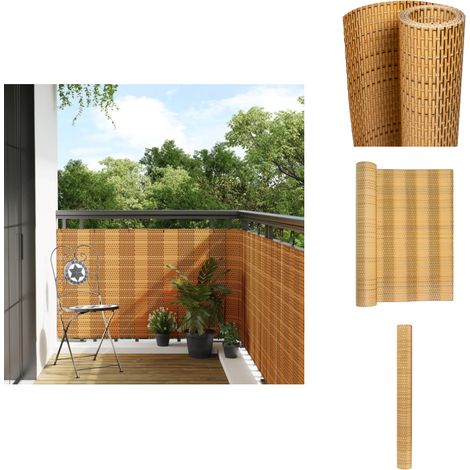 Balkon-Sichtschutz Hellbraun 400x80 cm Poly Rattan - Balkon Sichtschutz - Sichtschutz Für Balkon - Sonnenschutz Balkon - PVC Sichtschutz - Wetterfest (1/5)