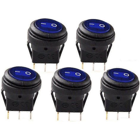 5 pcs 12V 20A Waterproof Round On/Off Rocker Switch Car Auto Boat SPST (1/5)