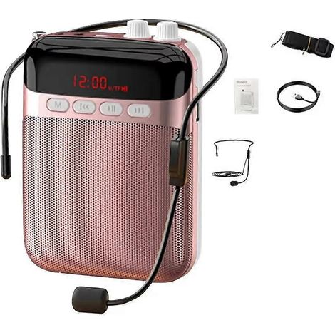 Kabelloser Sprachverstärker für Lehrer, lange Akkulaufzeit, verstellbarer Gurt, Roségold. Ideal für Trainer, Sänger und Lehrer. (1/5)