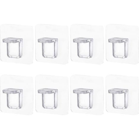 Lot de 8 chevilles de support d'étagère adhésives en plastique sans clou pour armoire de cuisine, étagères, placard, tableau, 6 cm x 6 cm (1/5)