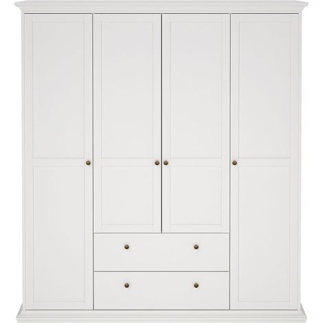 Venedig Kleiderschrank 4-Trg. mit 2 Schubladen Breite 181 cm, Höhe 200 cm weiss. (1/5)