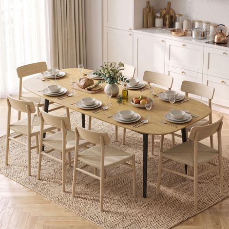 Table à Manger Extensible Rectangle pour 6 à 8 Personnes, Table de Cuisine 160-200 cm avec Étagère, Marron (1/5)