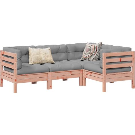 vidaXL Set Divani Giardino 4 pz Cuscini Legno Massello Abete Douglas (1/5)