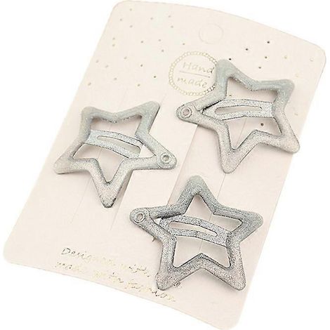 Lot de 3 pinces à cheveux en forme de cœur, faites main, pour frange - 8 étoiles à cinq branches (1/5)