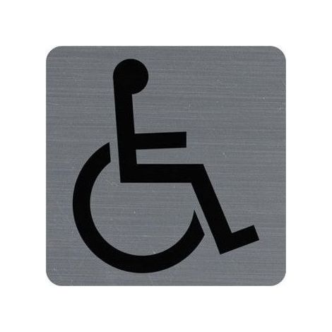 Plaque adhésive - EXACOMPTA - Handicapés - 7,5x7,5 cm - Gris imitation alu - 0,8 mm