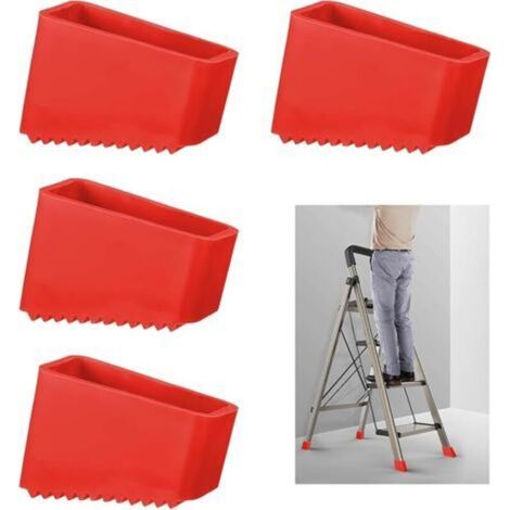 4 Pieces Ladder Feet Covers, Universal Rubber Step Ladder Tip, Non-Slip Ladder Pads for Telescopic Ladders and Stepladders, Heavy Duty Replacement Caps, Floor Protection (1/5)