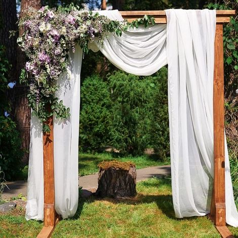 Arco de boda artificial, telón de fondo de gasa de 5,7 m, decoración para uso interior o exterior, boda, ceremonia, arco, fiesta, recepción de banquete (1 panel, blanco) (1/5)