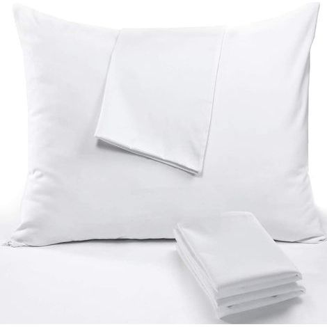 Taie oreiller imperméable (50x70cm, 2 pièces) - taie oreiller avec fermeture éclair - respirante et anti-transpiration & acariens - protège oreiller en polyester blanc (1/4)