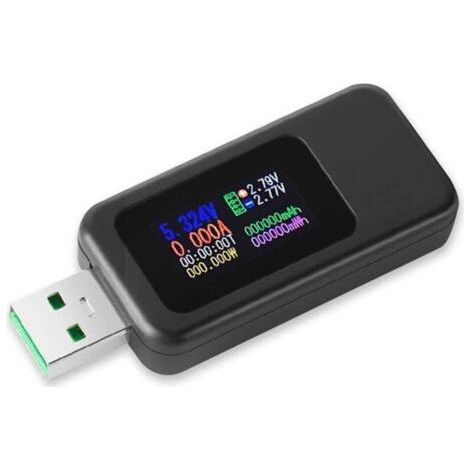 Testeur USB 3.0, wattmètre 4-30V 0-6,5A, testeur de tension et de courant USB, voltmètre numérique, ampèremètre, testeur de capacité de batterie externe avec écran couleur IPS. (1/4)
